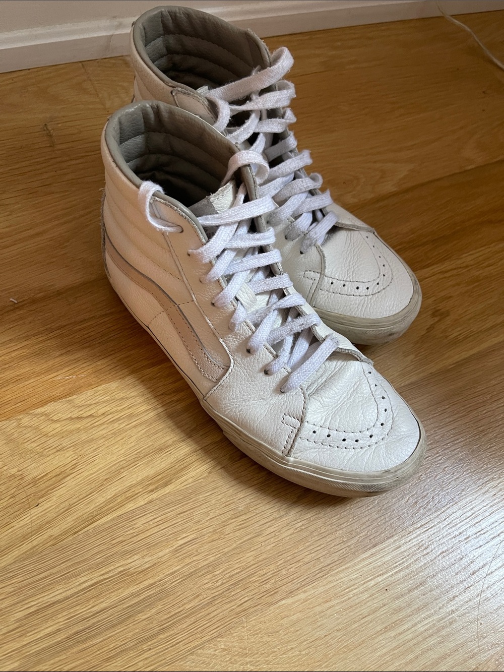 Vans Leather High-Top Sneakers in White
